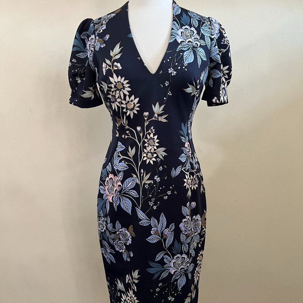 Vince Camuto blue floral print dress